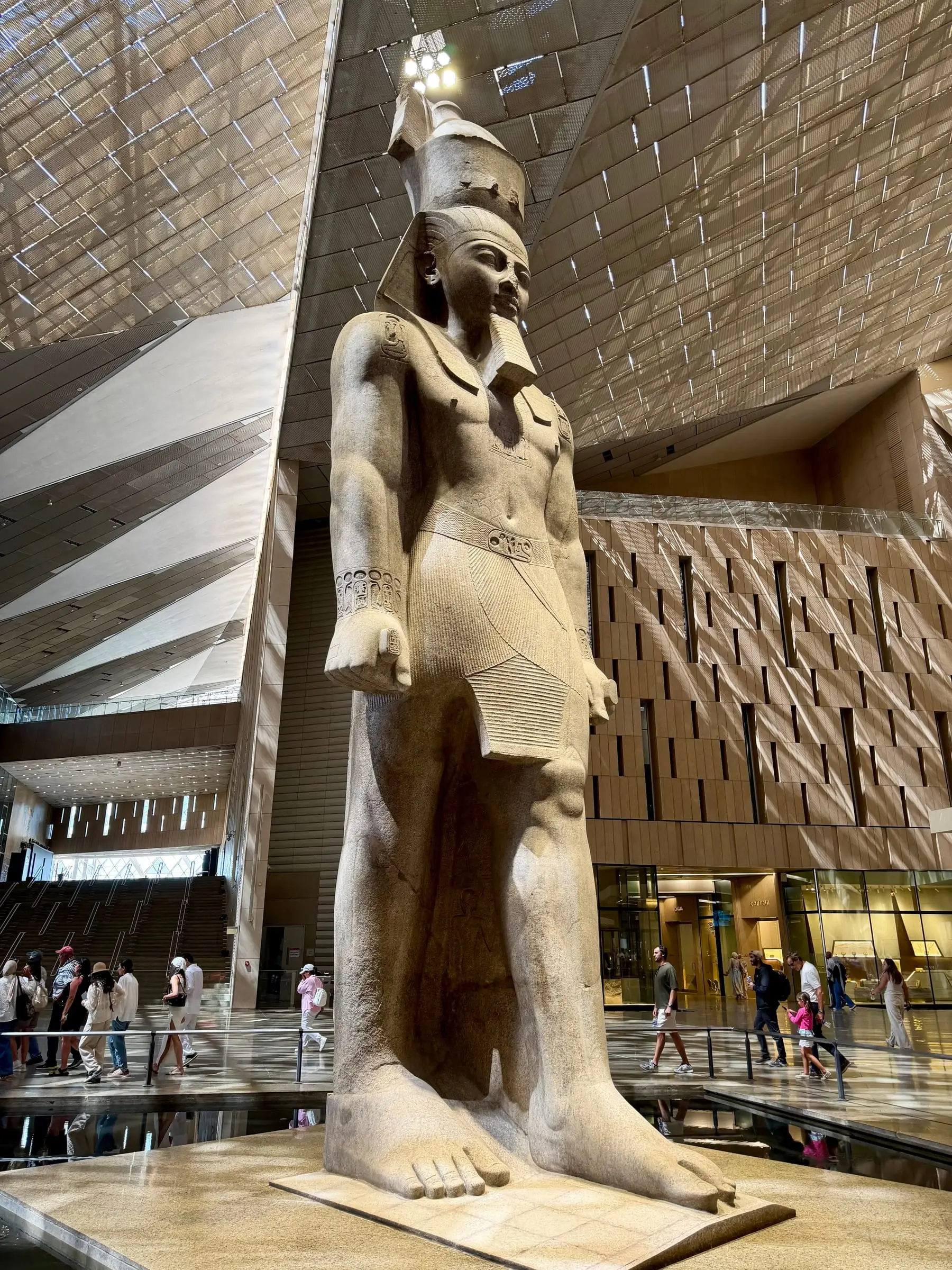 The colossal granite statue of Ramses II in the Grand Hall